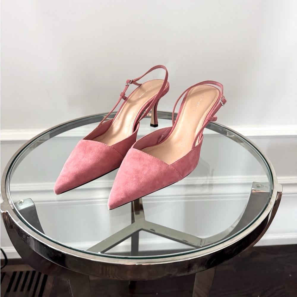 Zara Women's Peachy Pink 🍑 Slingback Heels - Size 40